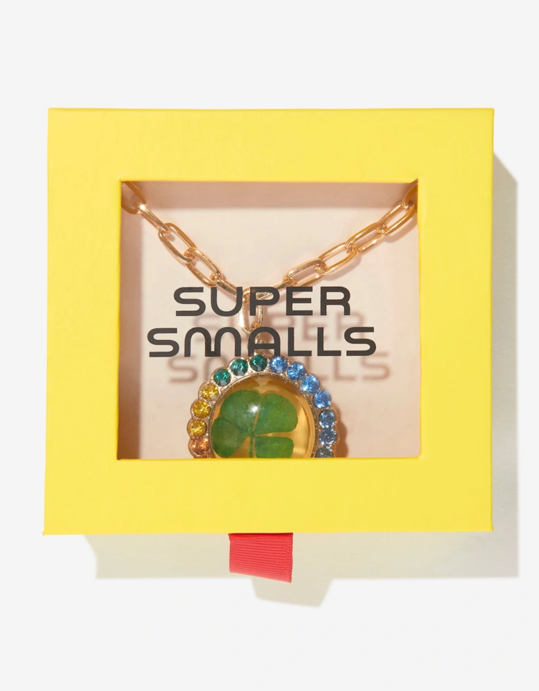 Girls Lucky Streak Real 4-Leaf Clover Necklace in Multicolour