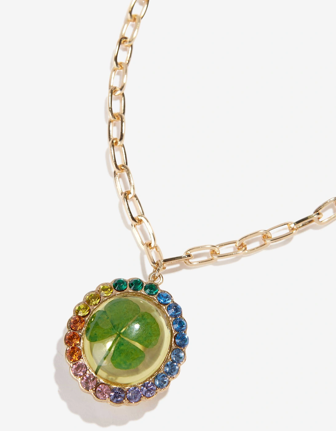 Girls Lucky Streak Real 4-Leaf Clover Necklace in Multicolour