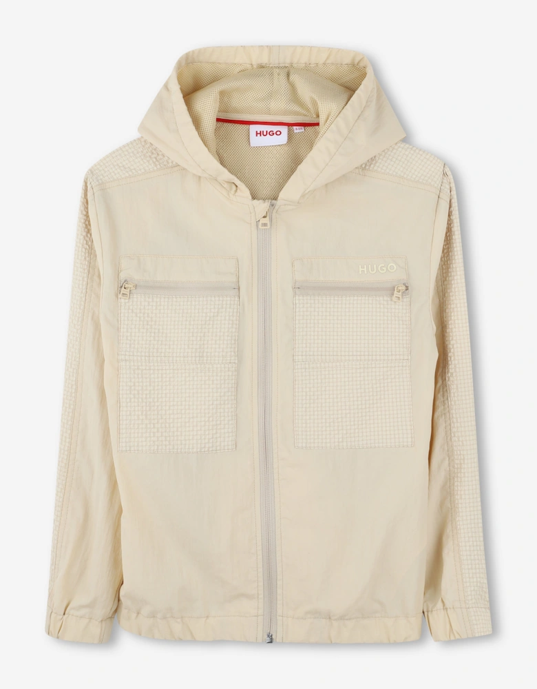 Boys Hooded Windbreaker in Beige