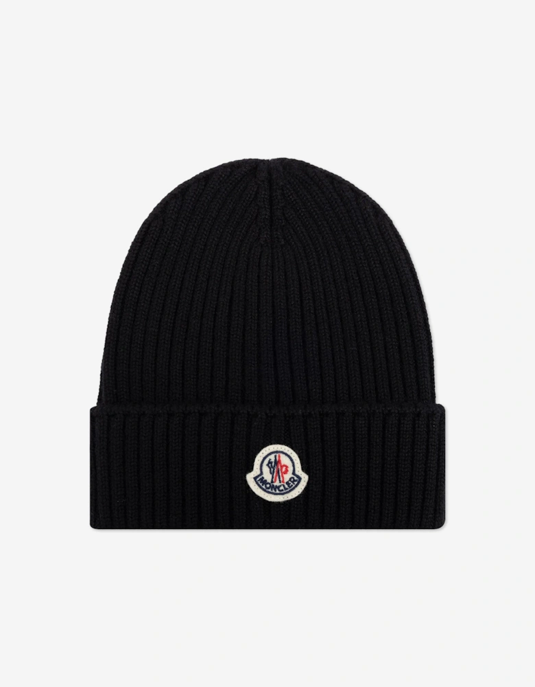 Boys Wool Beanie Hat in Black
