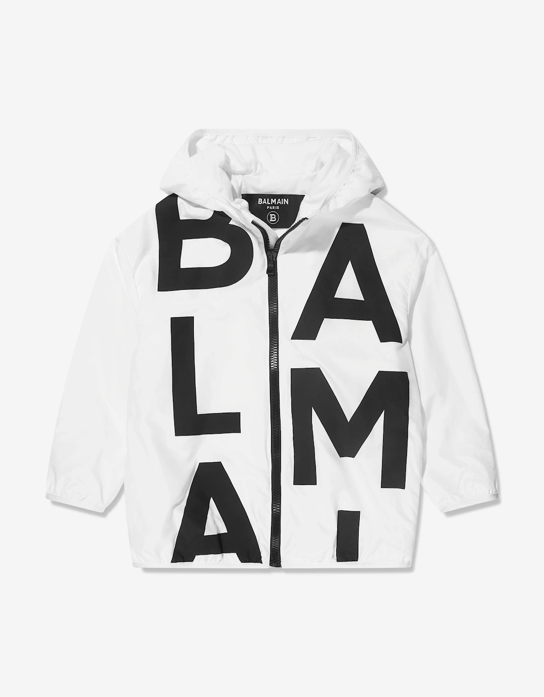 Boys Logo Print Hooded Jacket in White, 6 of 5