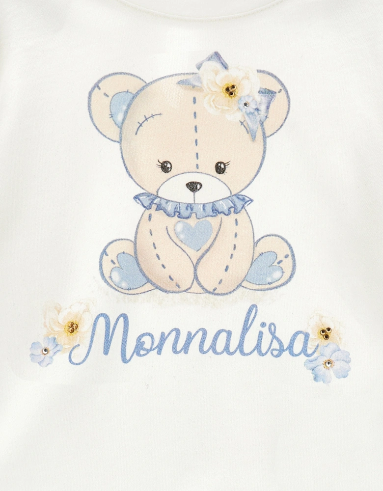 Baby Girls Long Sleeve Teddy T-Shirt in White
