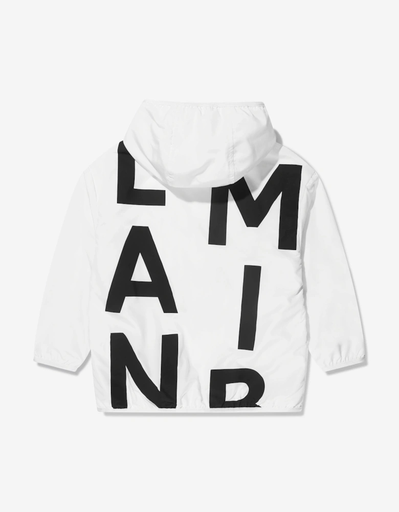 Boys Logo Print Hooded Jacket in White