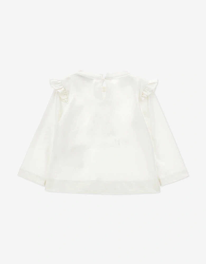 Baby Girls Long Sleeve Teddy T-Shirt in White