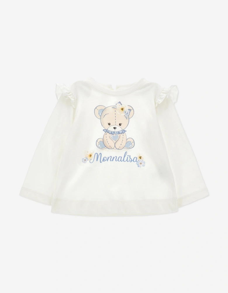 Baby Girls Long Sleeve Teddy T-Shirt in White