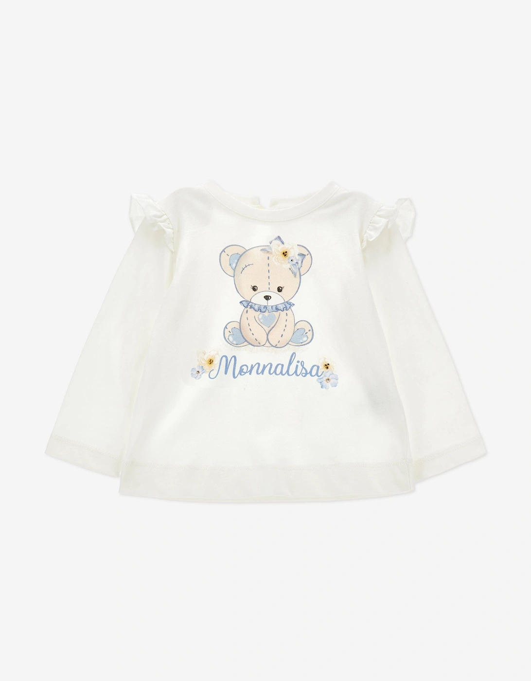 Baby Girls Long Sleeve Teddy T-Shirt in White, 5 of 4