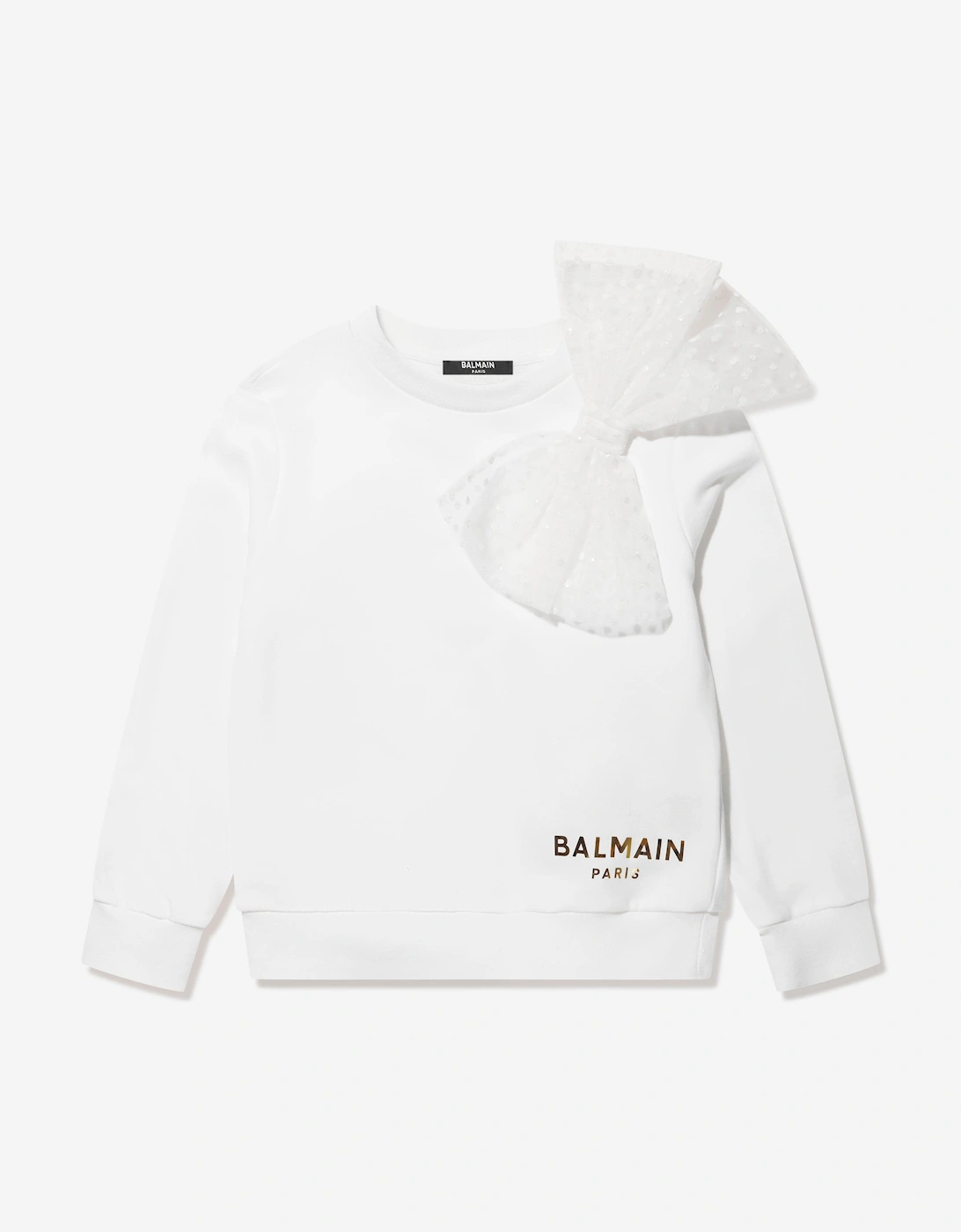 Girls Bow Sweatshirt in White, 5 of 4