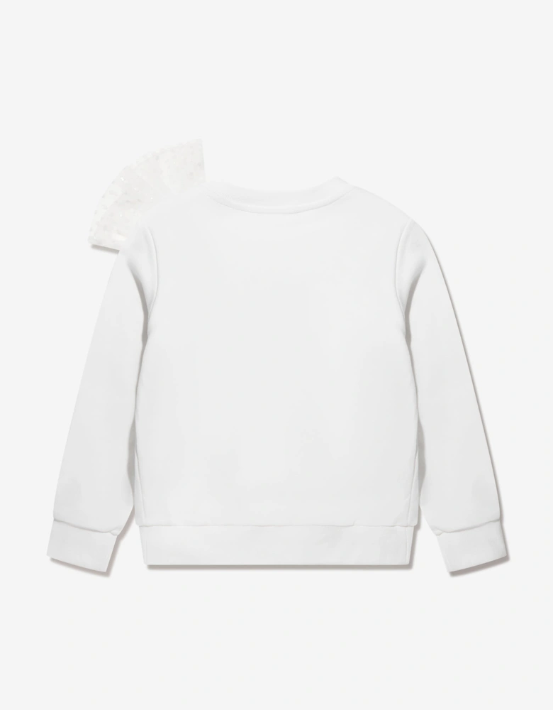 Girls Bow Sweatshirt in White