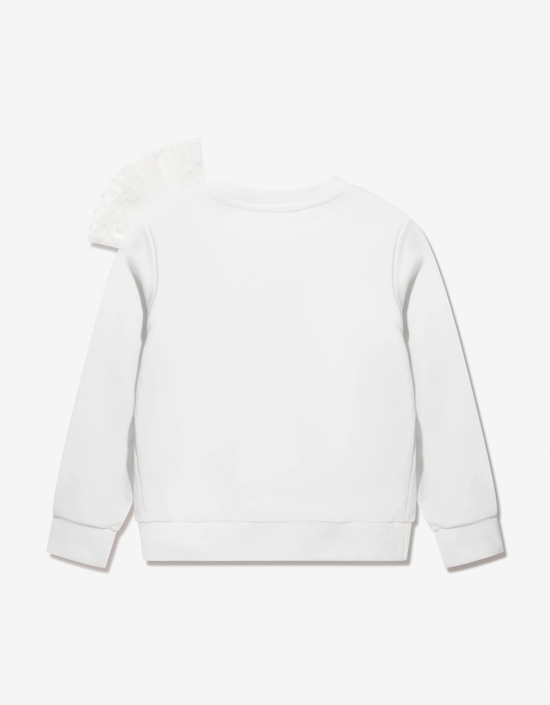 Girls Bow Sweatshirt in White