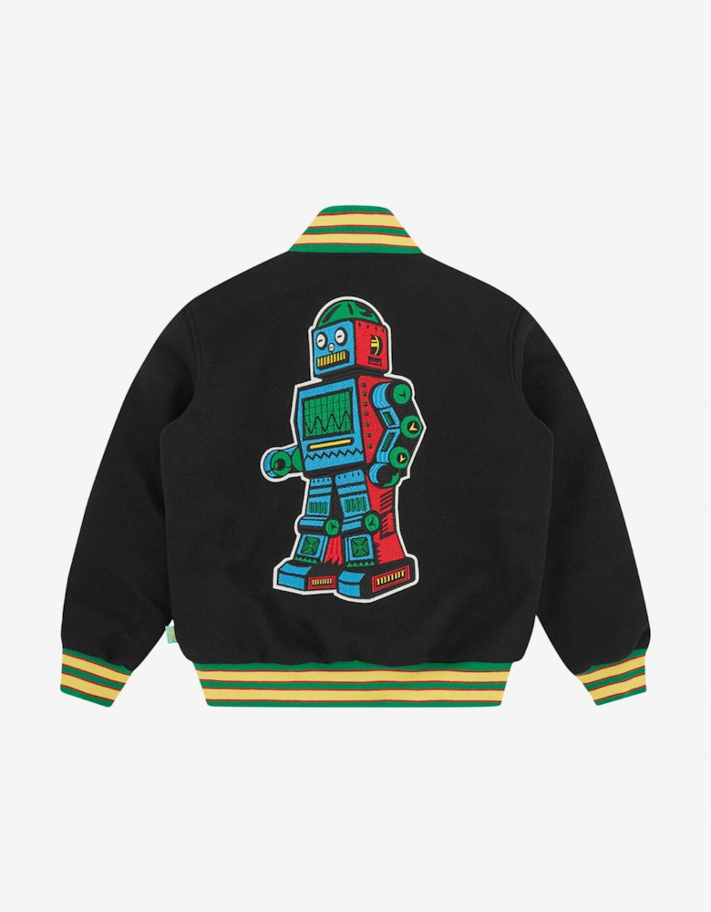 Boys Robot Varsity Jacket in Black