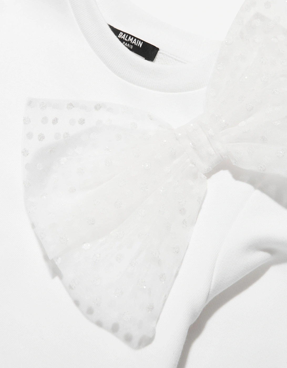 Girls Bow Sweatshirt in White