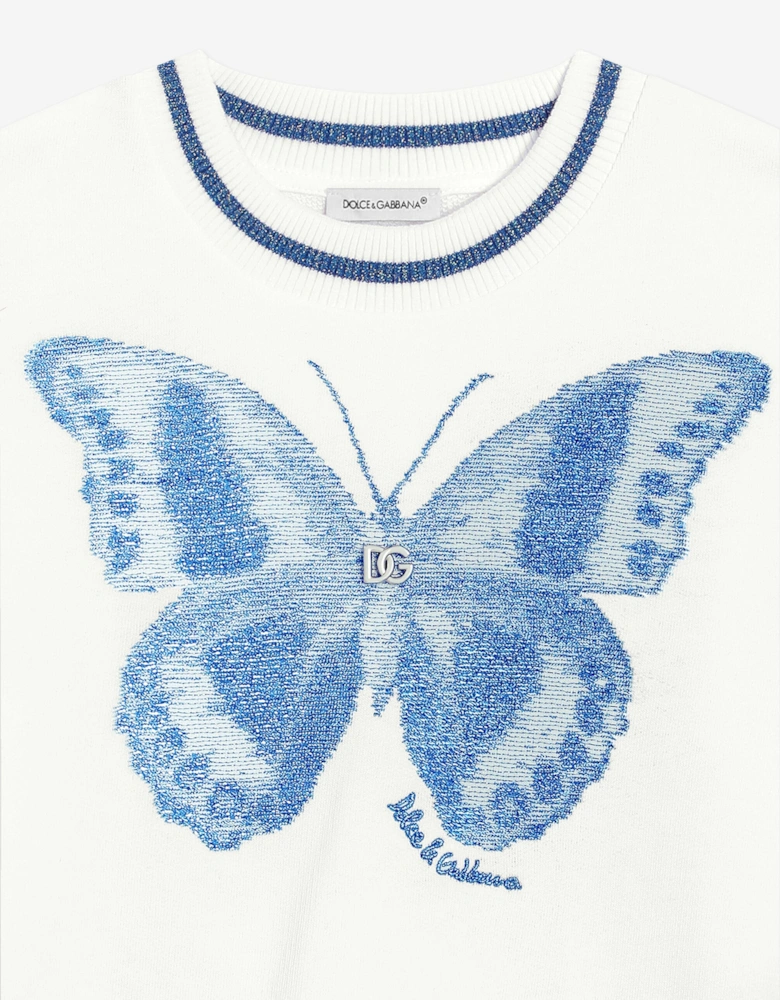 Girls Butterfly Sweatshirt in White