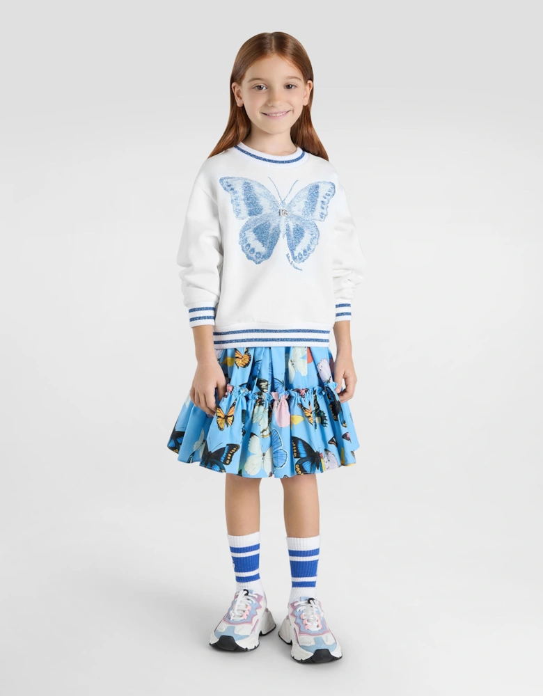 Girls Butterfly Sweatshirt in White