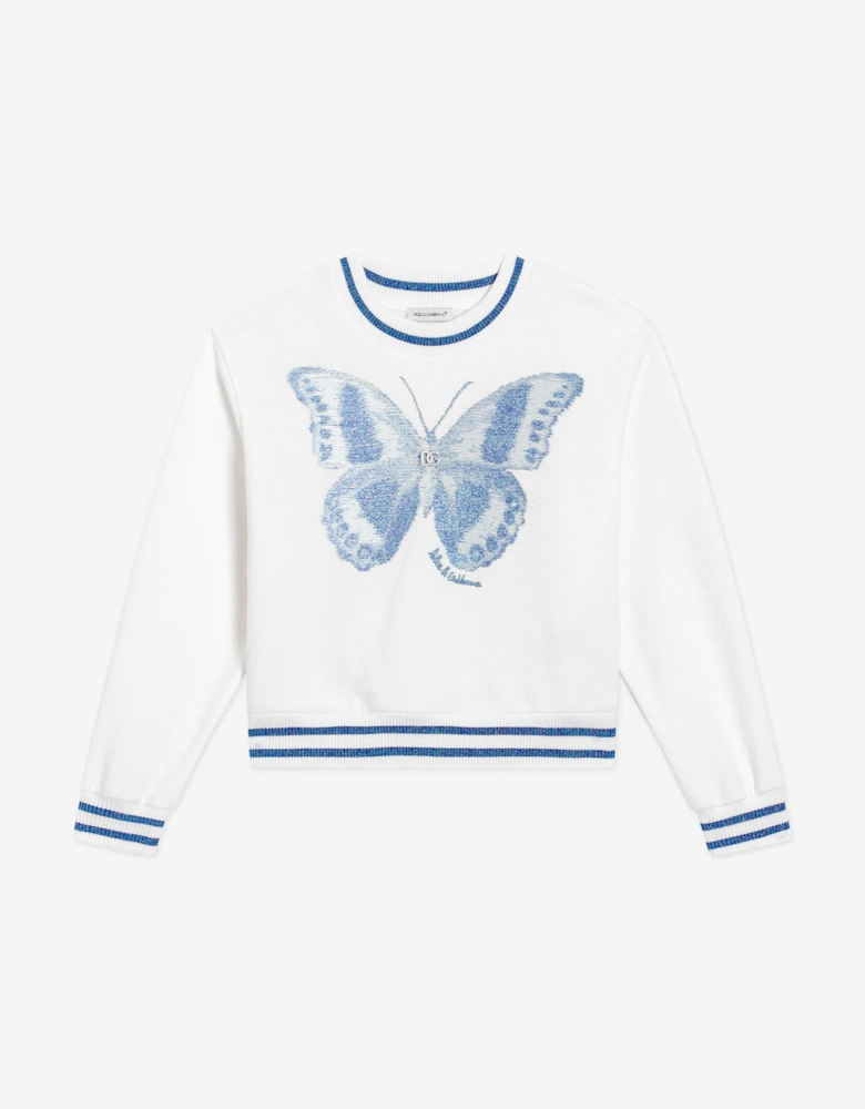 Girls Butterfly Sweatshirt in White