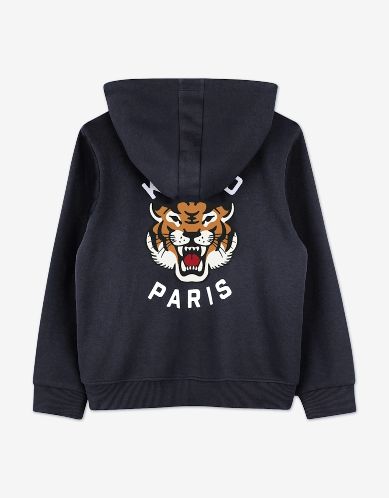 Boys Tiger Zip Up Top in Navy