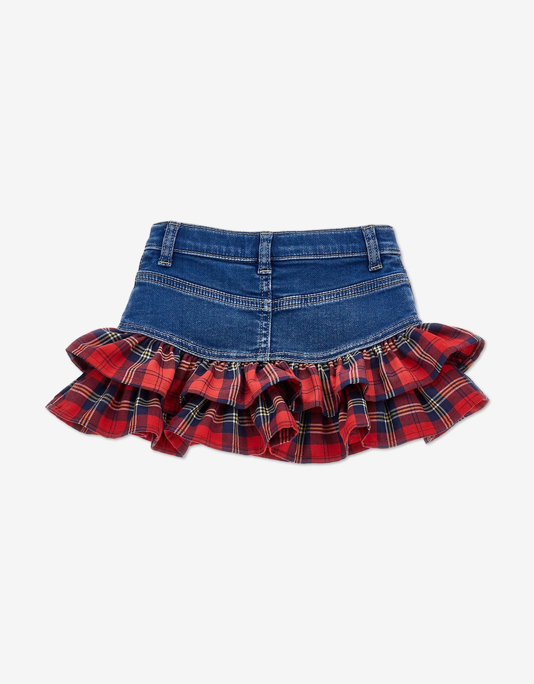 Baby Girls Tartan Ruffle Denim Skirt in Blue