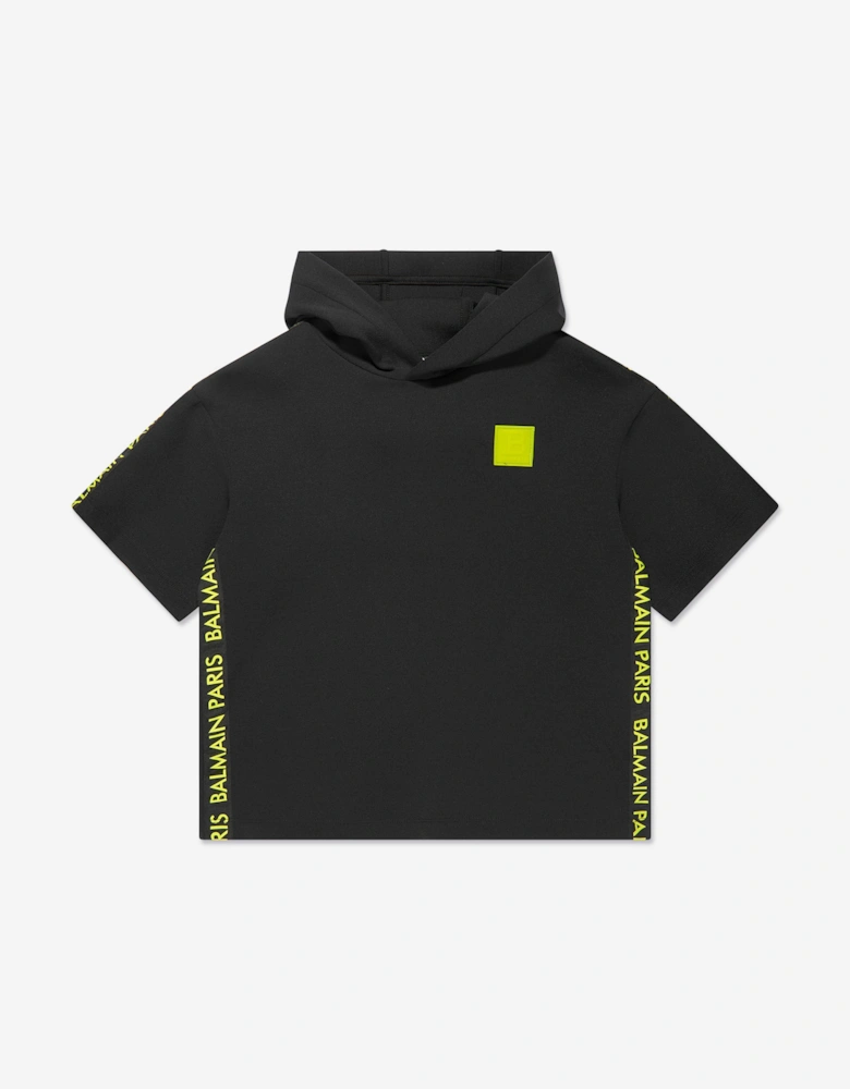 Boys Short Sleeve Hoodie in Black