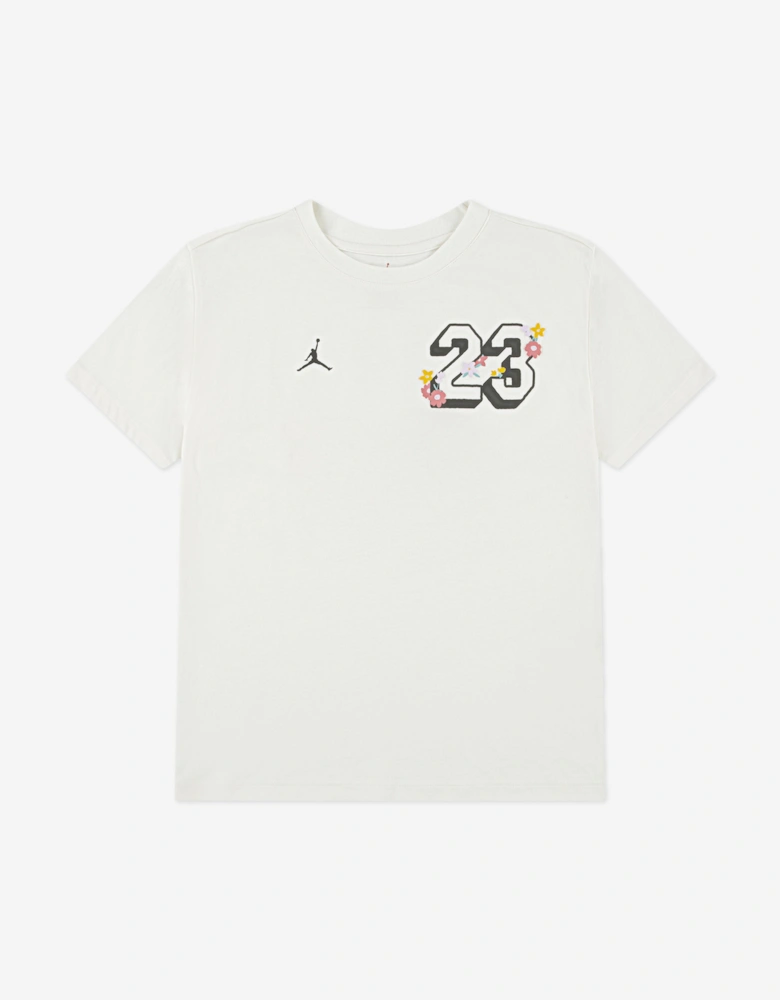 Girls Summer Bloom Oversized T-Shirt in Ivory