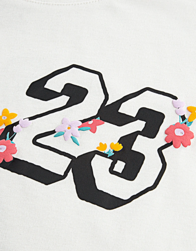 Girls Summer Bloom Oversized T-Shirt in Ivory