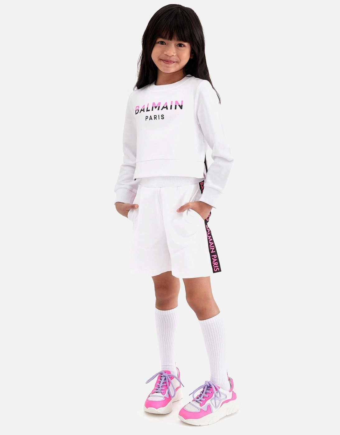 Girls Logo Jersey Shorts in White