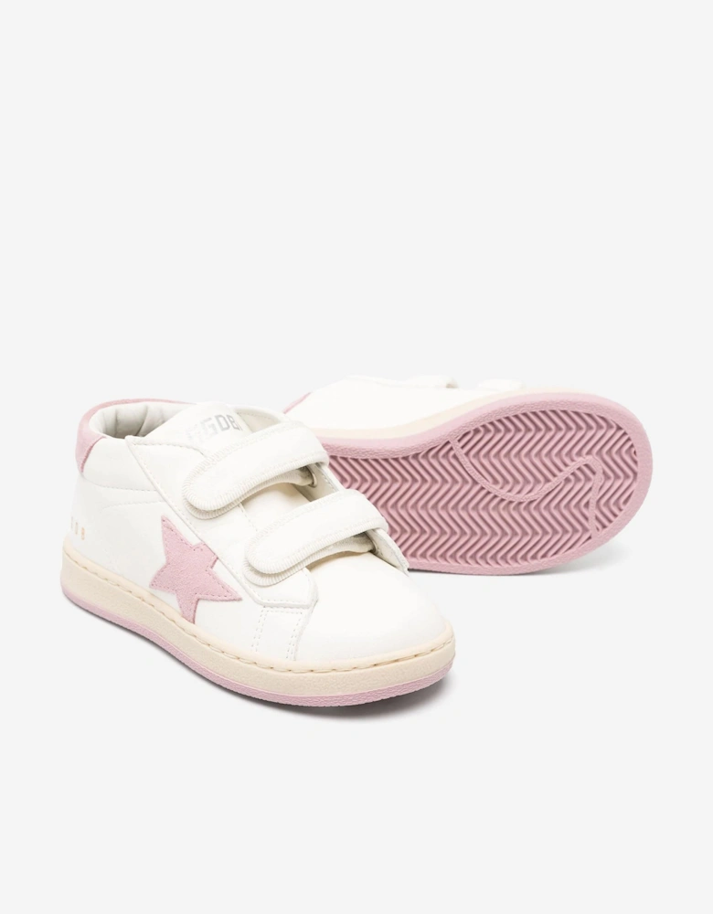 Golden Goose Girls Leather and Suede Star June Trainers in White