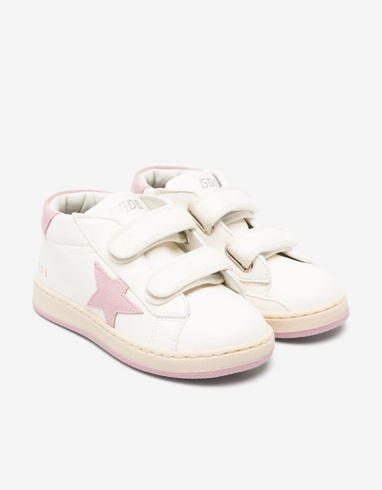 Golden Goose Girls Leather and Suede Star June Trainers in White