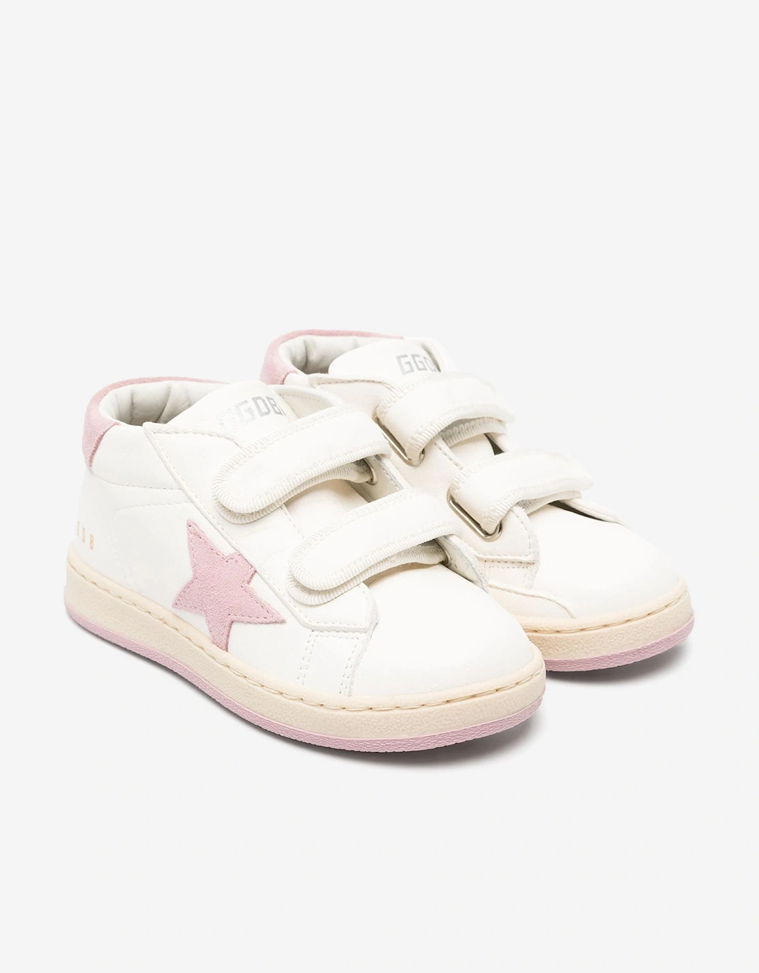 Golden Goose Girls Leather and Suede Star June Trainers in White