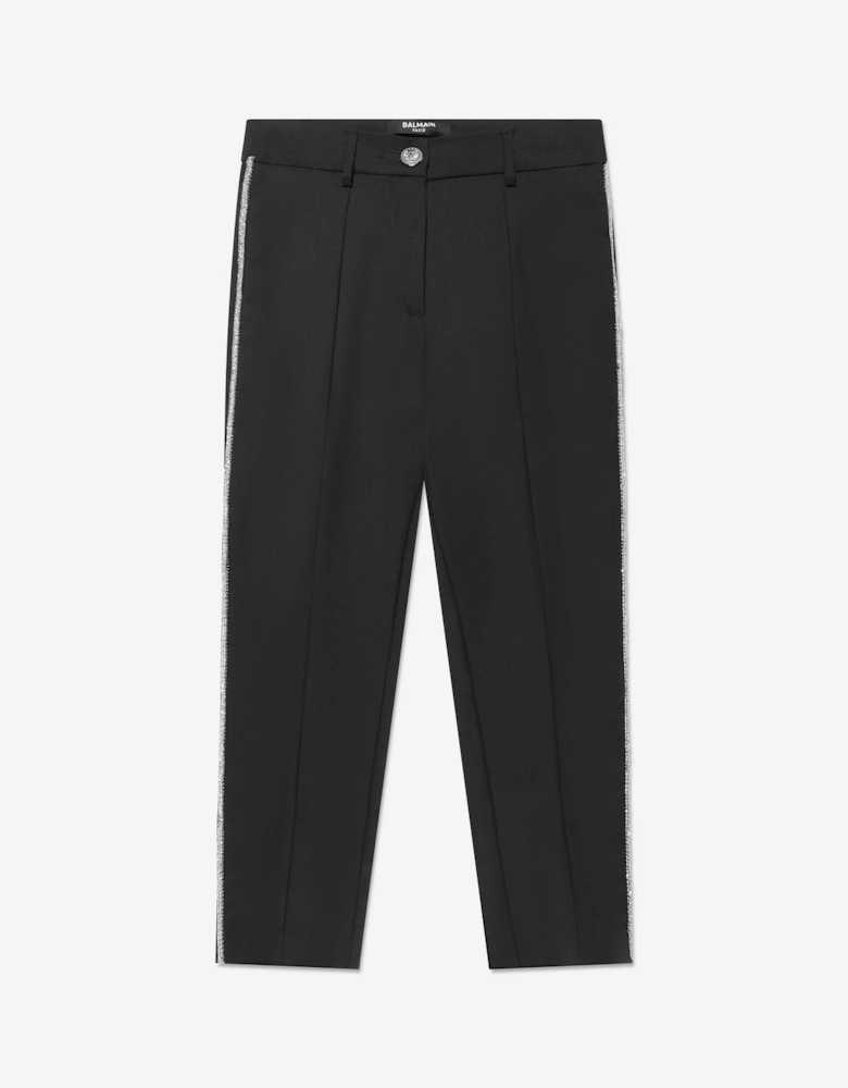 Girls Wool Suit Trousers in Black