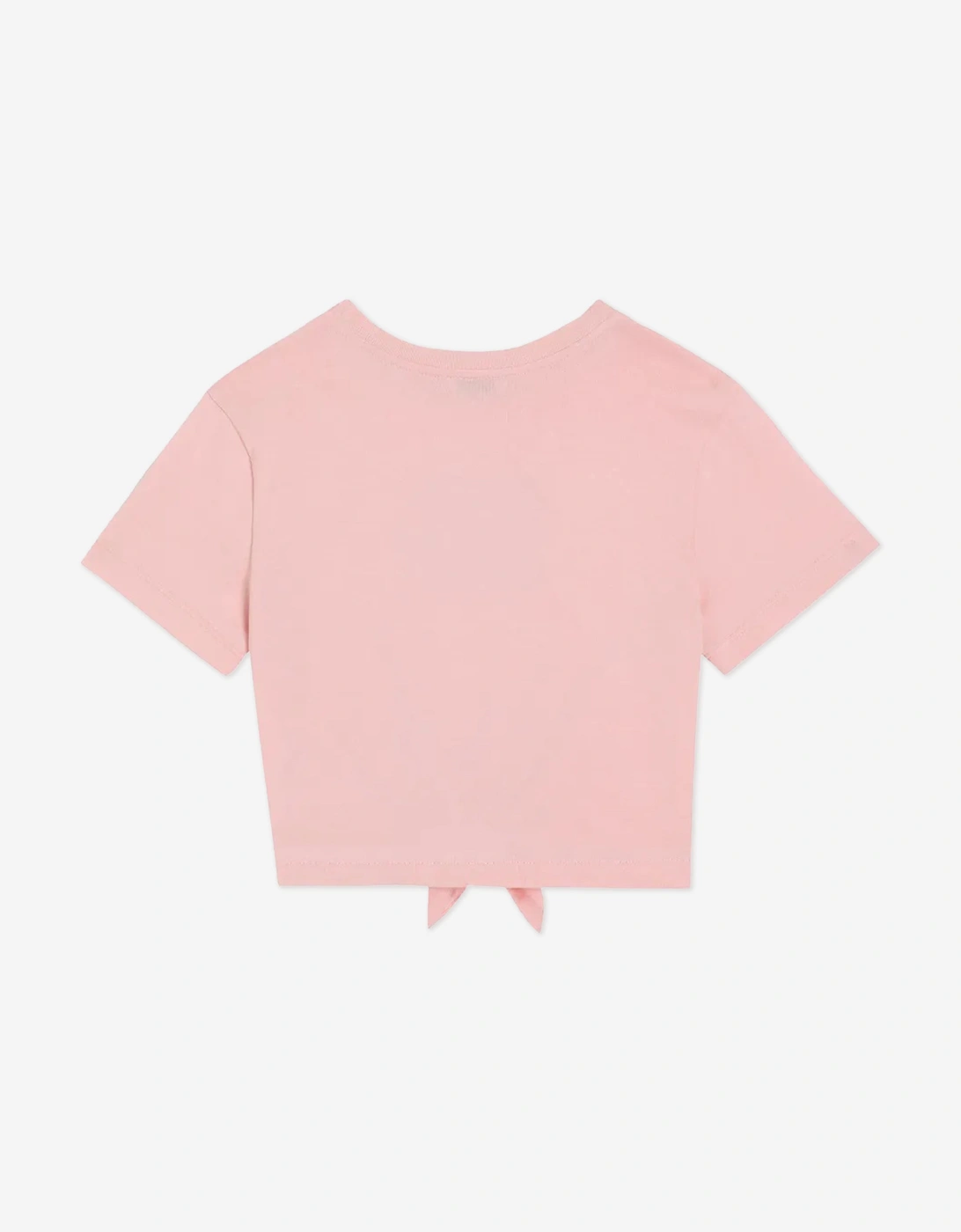 Girls Diamante Logo Tie Front T-Shirt in Pink