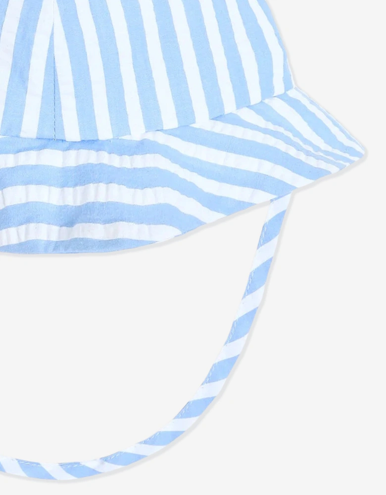 Baby Boys Striped Seersucker Hat in Blue