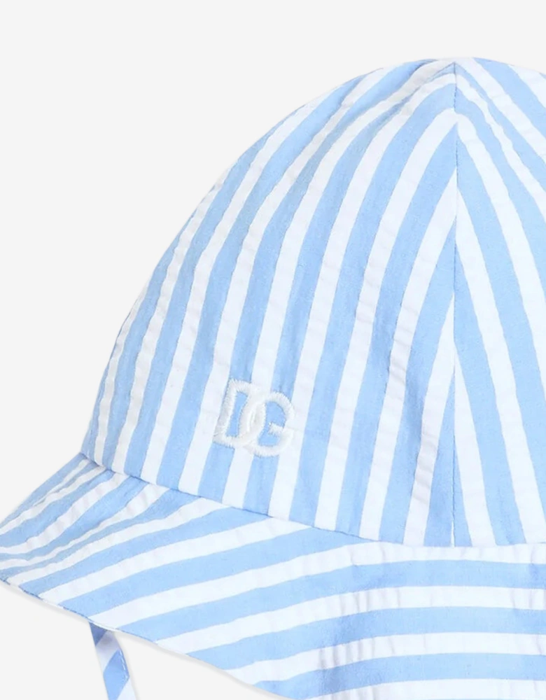 Baby Boys Striped Seersucker Hat in Blue