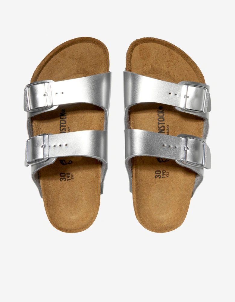BIRKENSTOCK Girls Arizona Metallic Sandals in Silver