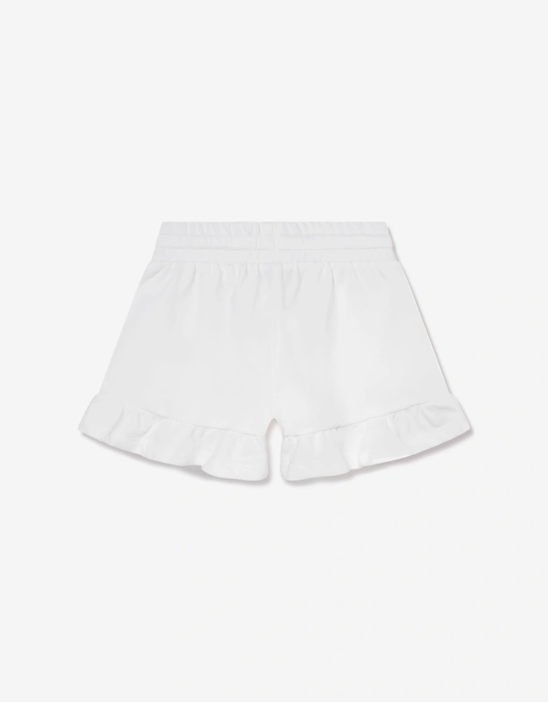 Girls Teddy Bear Logo Shorts in White