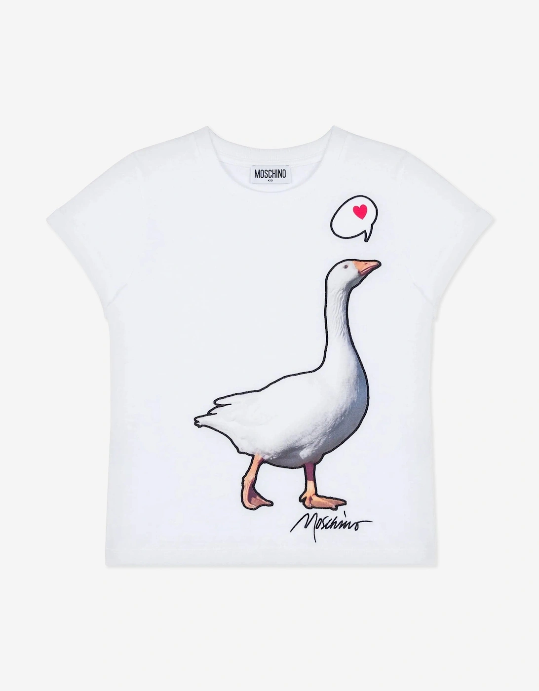 Girls Goose Print T-Shirt in White, 5 of 4