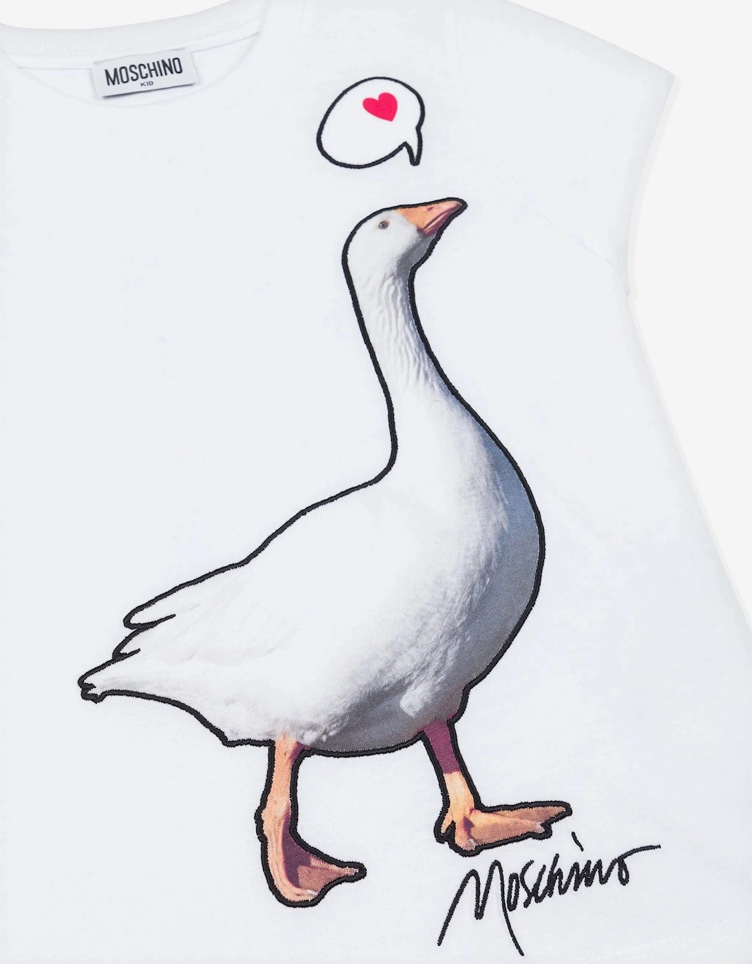 Girls Goose Print T-Shirt in White