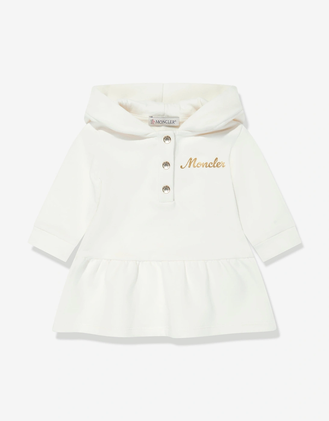 Enfant Baby Girls Hooded Sweater Dress in Ivory, 5 of 4