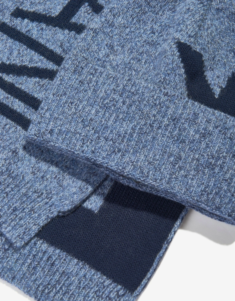 Boys Knitetd Hat and Scarf Set in Blue