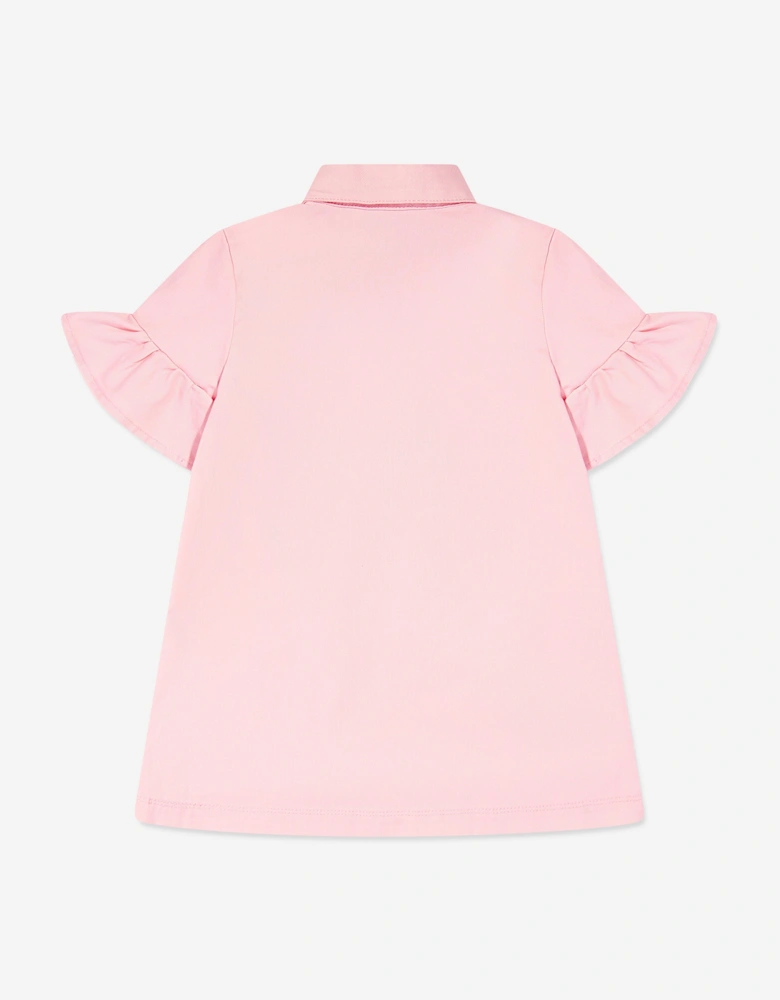 Girls Teddy Bear Polo Dress in Pink
