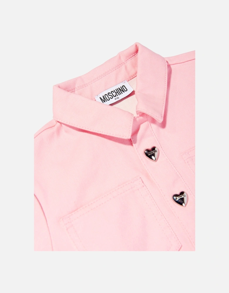 Girls Teddy Bear Polo Dress in Pink