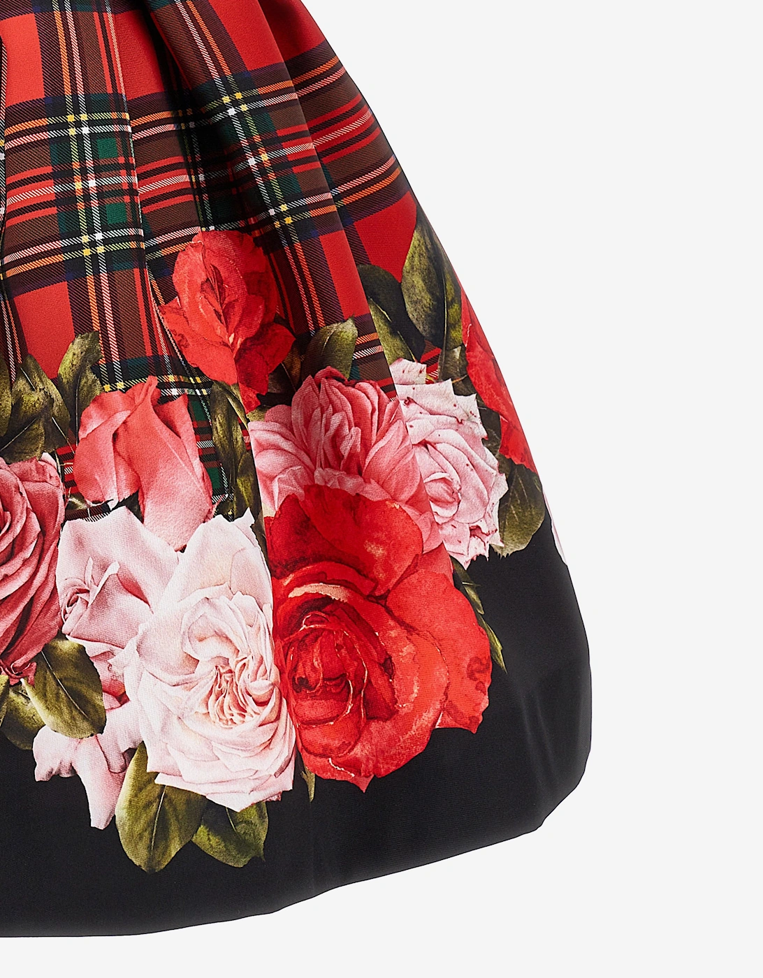 Girls Tartan and Rose Skirt in Red