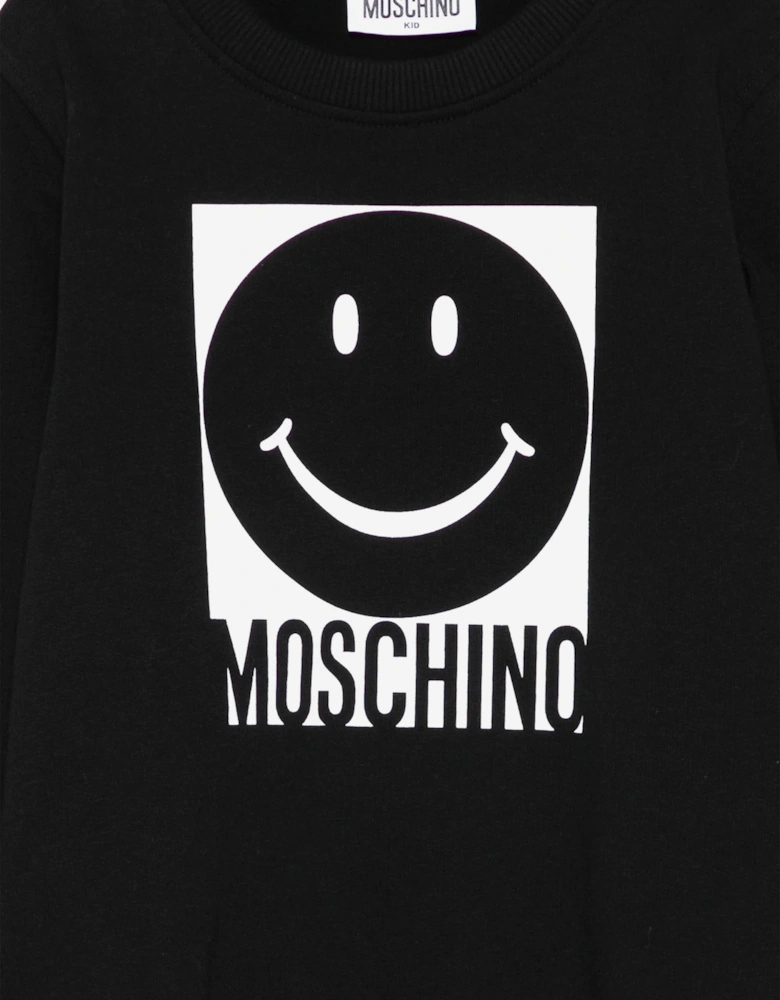 Kids Smiley Face Logo Sweatshirt in Black