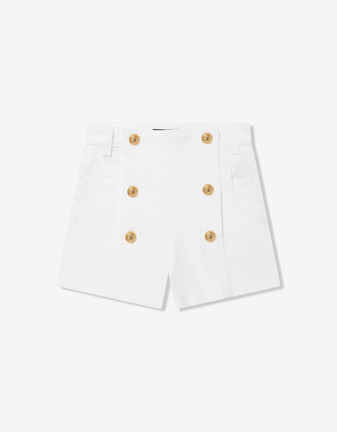 Girls Button Front Shorts in White, 6 of 5