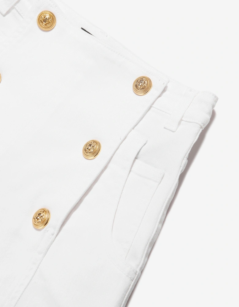 Girls Button Front Shorts in White