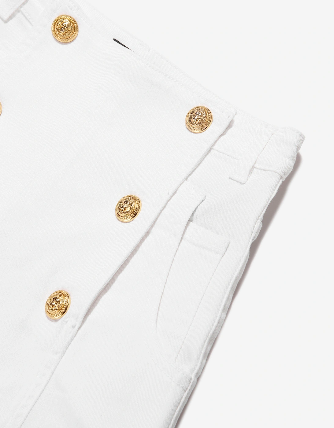 Girls Button Front Shorts in White