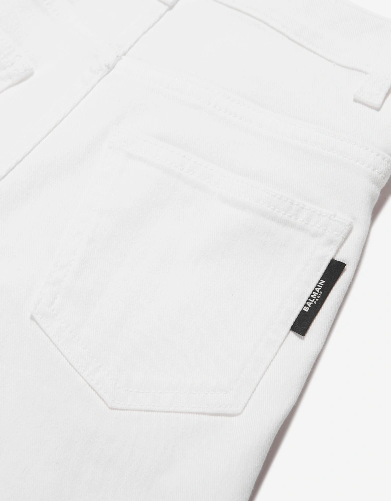 Girls Button Front Shorts in White