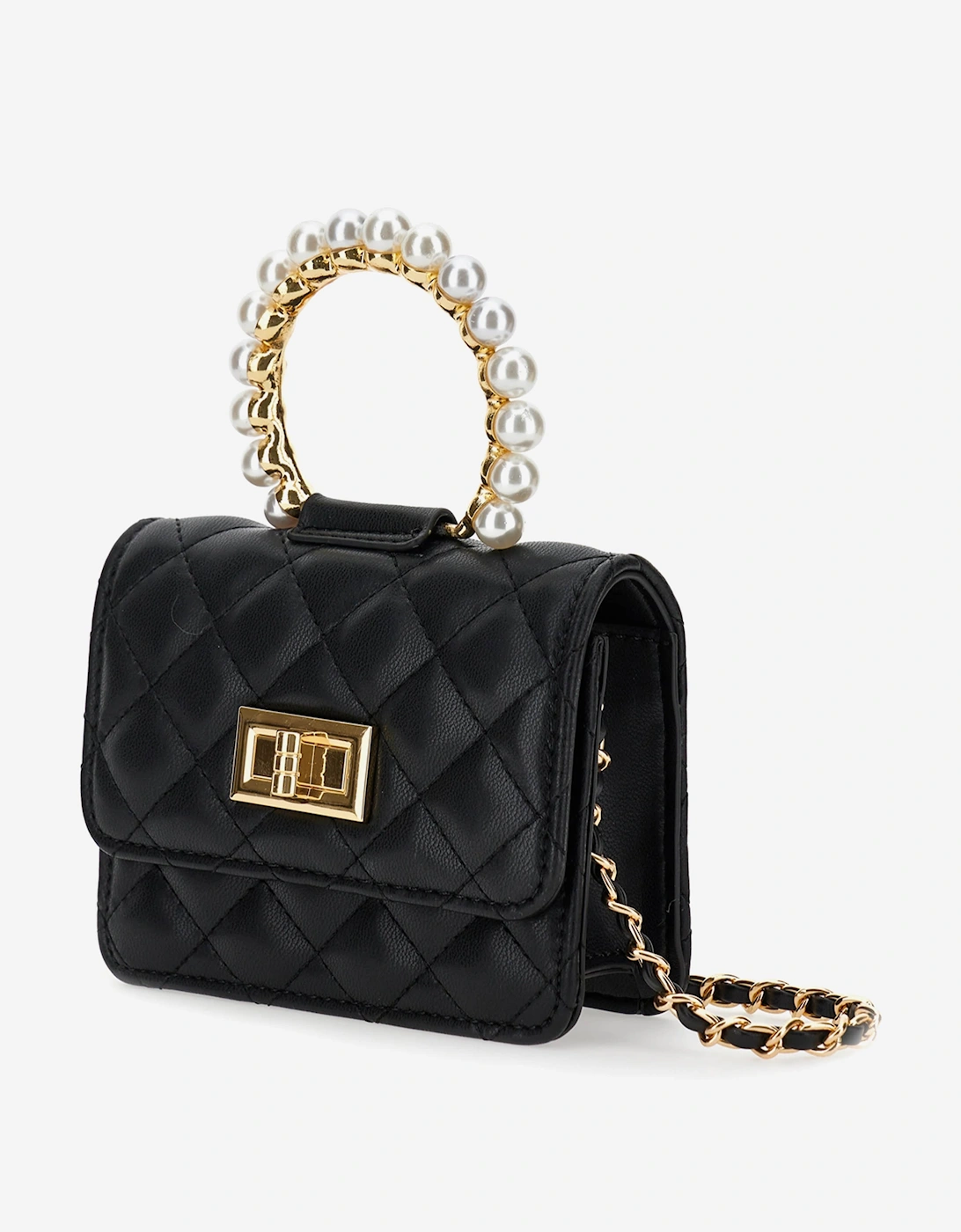 Girls Quilted City Handbag in Black (18cm)