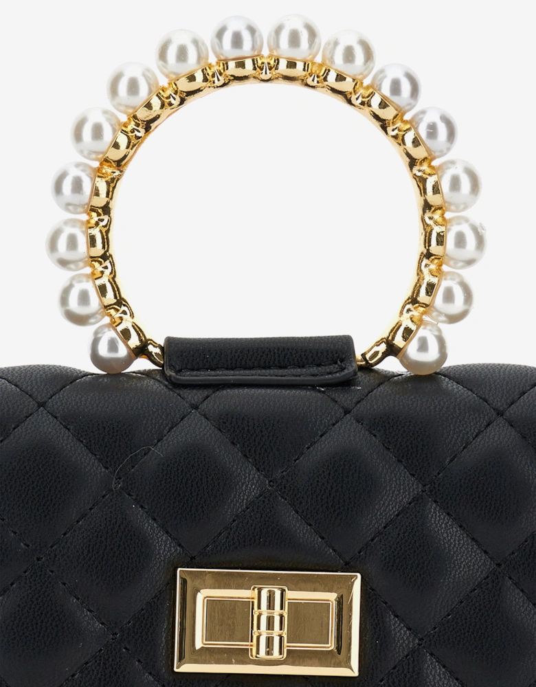 Girls Quilted City Handbag in Black (18cm)