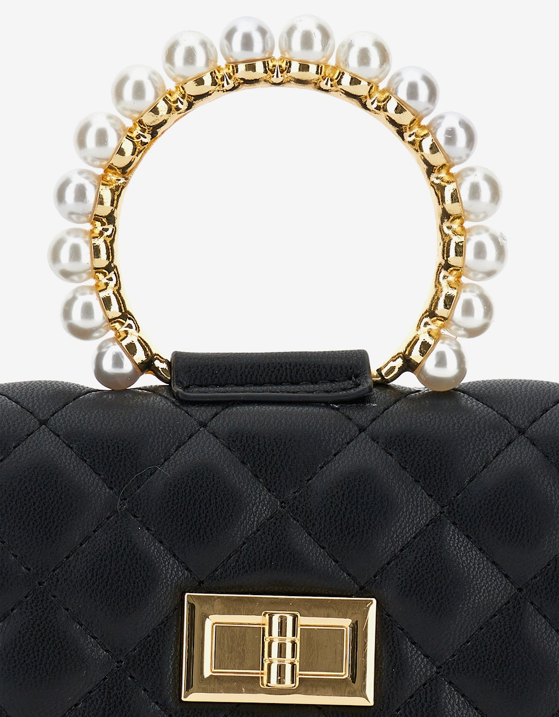 Girls Quilted City Handbag in Black (18cm)