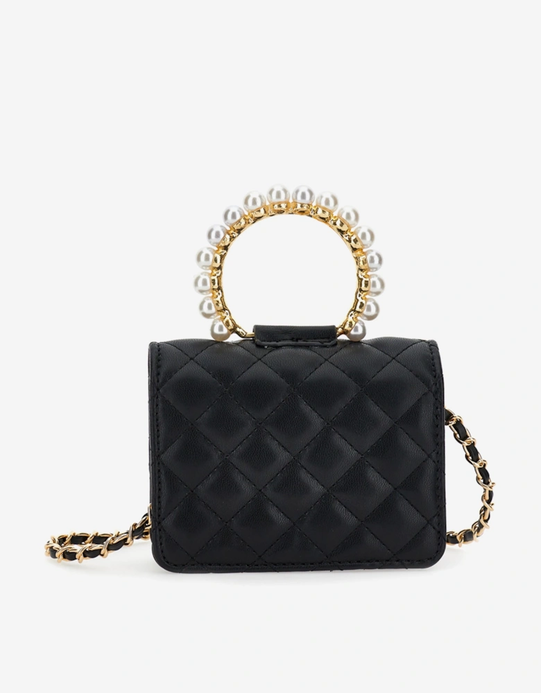 Girls Quilted City Handbag in Black (18cm)