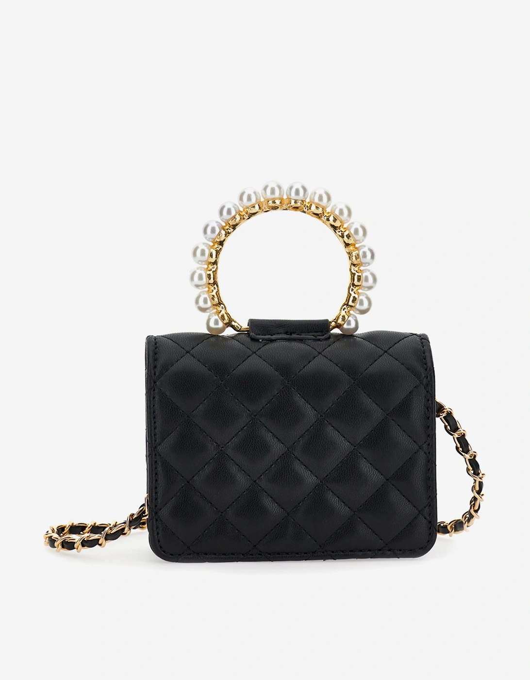 Girls Quilted City Handbag in Black (18cm)